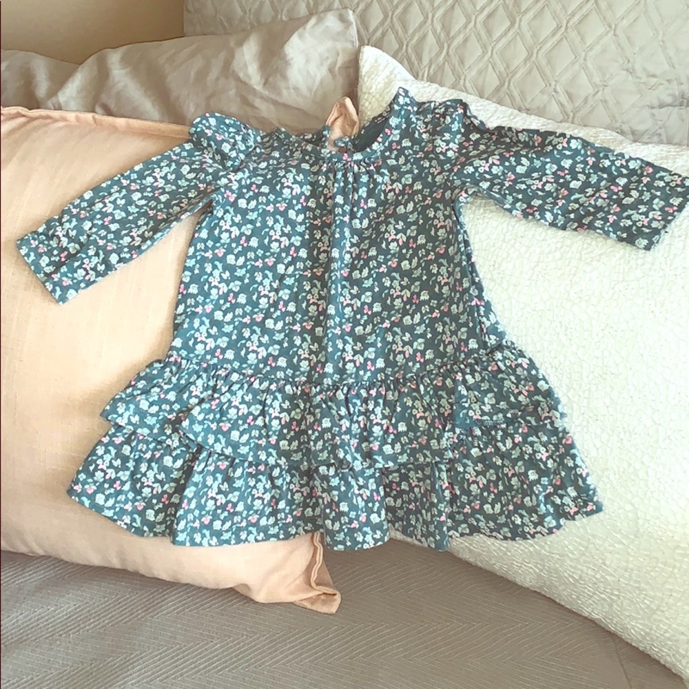 Baby Gap Green Long Sleeve Floral Dress